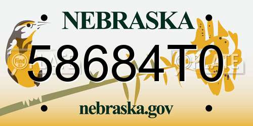 58684T0 Nebraska License Plate