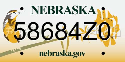 58684Z0 Nebraska License Plate