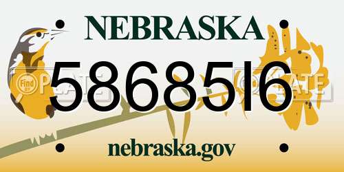 58685I6 Nebraska License Plate