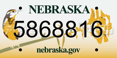 5868816 Nebraska License Plate