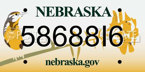 58688I6 Nebraska License Plate