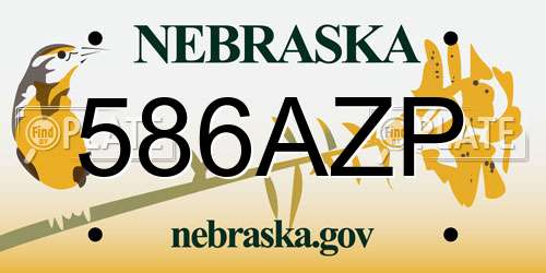 586AZP Nebraska License Plate