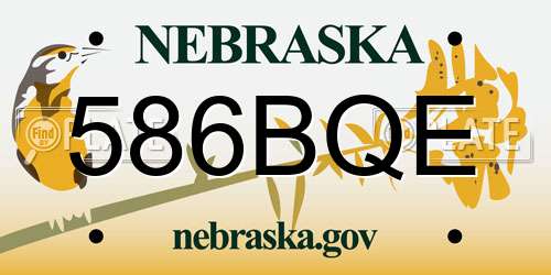 586BQE Nebraska License Plate