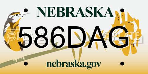 586DAG Nebraska License Plate
