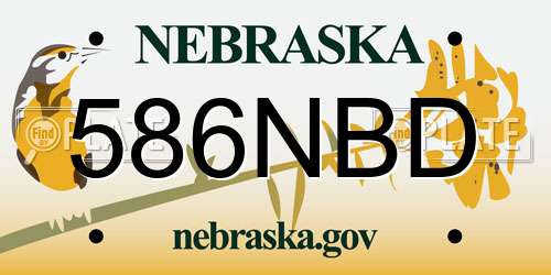586NBD Nebraska License Plate