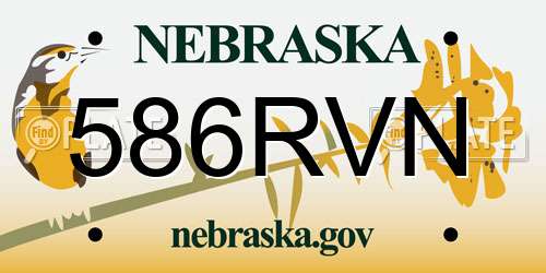 586RVN Nebraska License Plate