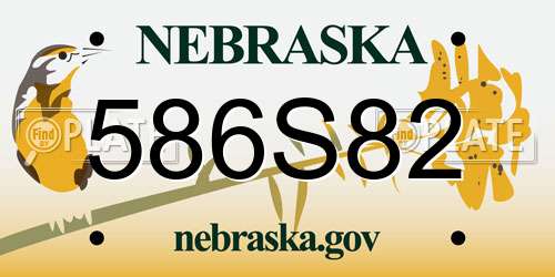 586S82 Nebraska License Plate