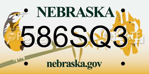 586SQ3 Nebraska License Plate