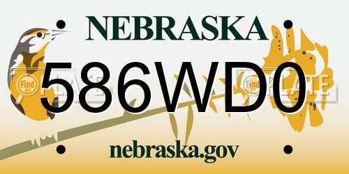 586WD0 Nebraska License Plate