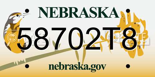 58702T8 Nebraska License Plate