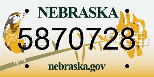 5870728 Nebraska License Plate