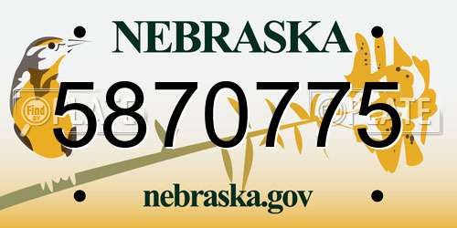 5870775 Nebraska License Plate