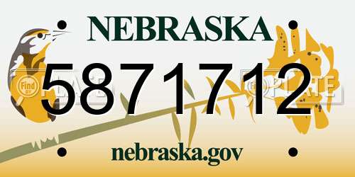 5871712 Nebraska License Plate