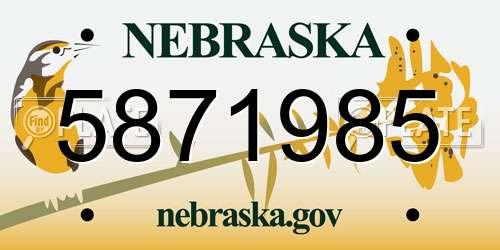 5871985 Nebraska License Plate