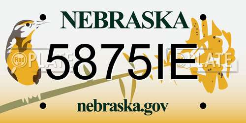 5875IE Nebraska License Plate