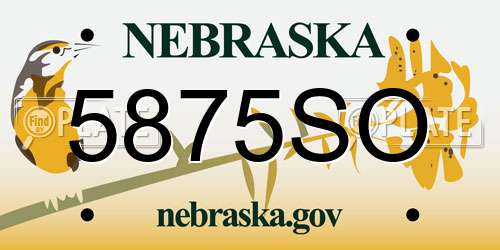 5875SO Nebraska License Plate