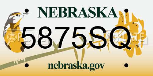 5875SQ Nebraska License Plate