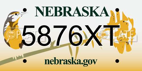 5876XT Nebraska License Plate