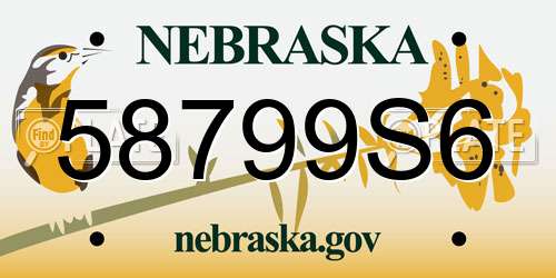 58799S6 Nebraska License Plate