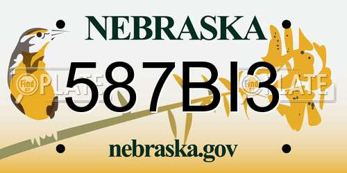 587BI3 Nebraska License Plate