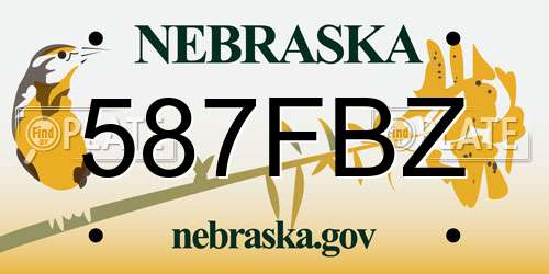 587FBZ Nebraska License Plate