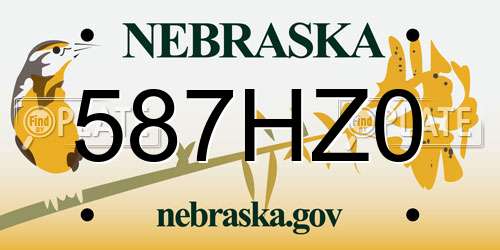 587HZ0 Nebraska License Plate