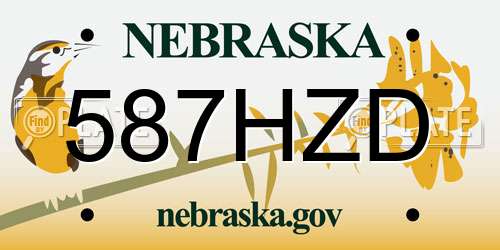 587HZD Nebraska License Plate