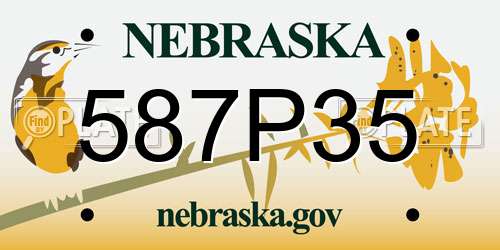 587P35 Nebraska License Plate