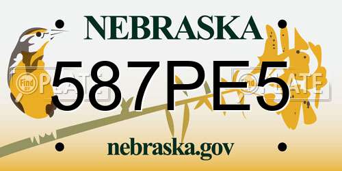 587PE5 Nebraska License Plate