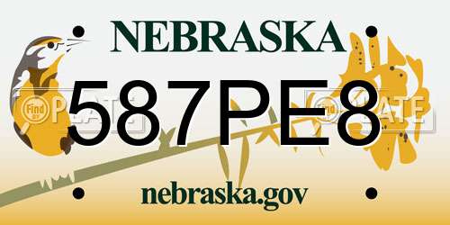 587PE8 Nebraska License Plate