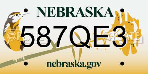 587QE3 Nebraska License Plate