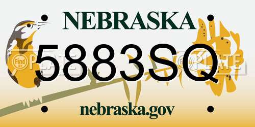 5883SQ Nebraska License Plate
