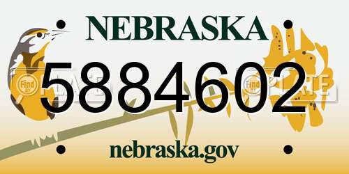 5884602 Nebraska License Plate