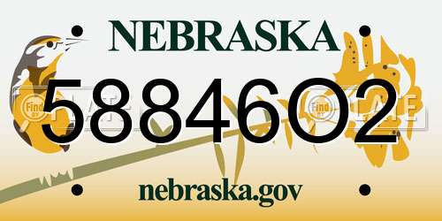58846O2 Nebraska License Plate