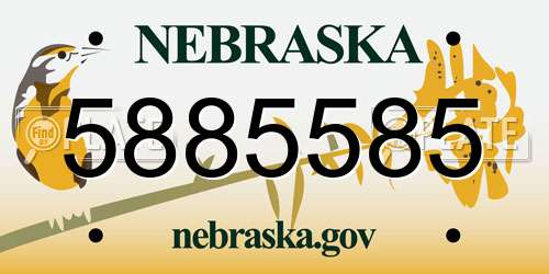 5885585 Nebraska License Plate