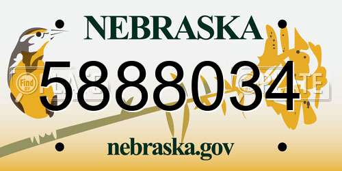 5888034 Nebraska License Plate