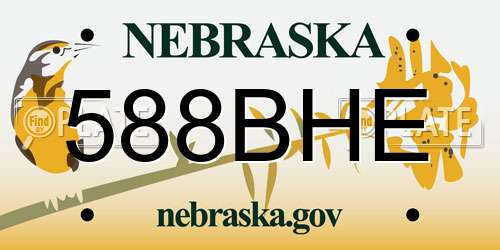 588BHE Nebraska License Plate