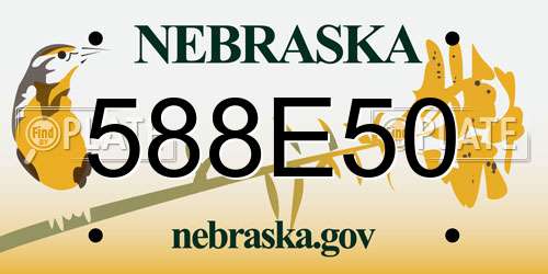 588E50 Nebraska License Plate