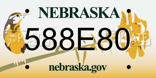588E80 Nebraska License Plate