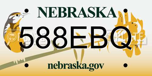 588EBQ Nebraska License Plate