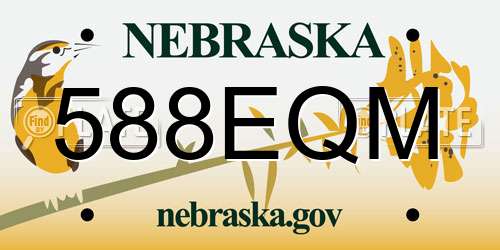 588EQM Nebraska License Plate