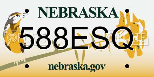 588ESQ Nebraska License Plate