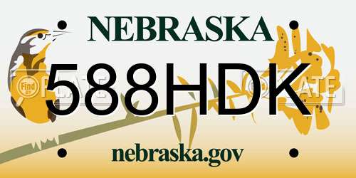 588HDK Nebraska License Plate