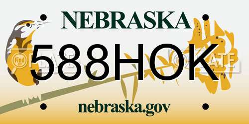 588HOK Nebraska License Plate