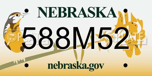 588M52 Nebraska License Plate