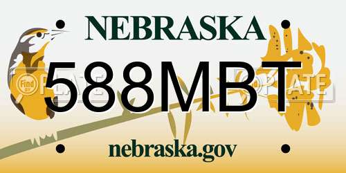588MBT Nebraska License Plate
