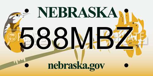 588MBZ Nebraska License Plate