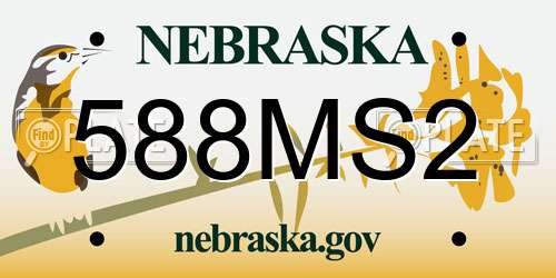 588MS2 Nebraska License Plate
