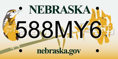 588MY6 Nebraska License Plate