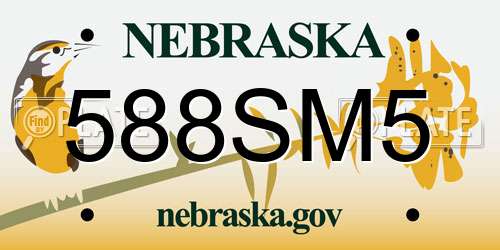 588SM5 Nebraska License Plate